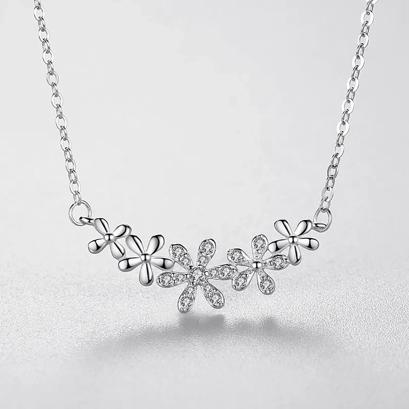 S925 Sterling Silver Daisy Pendant Necklace