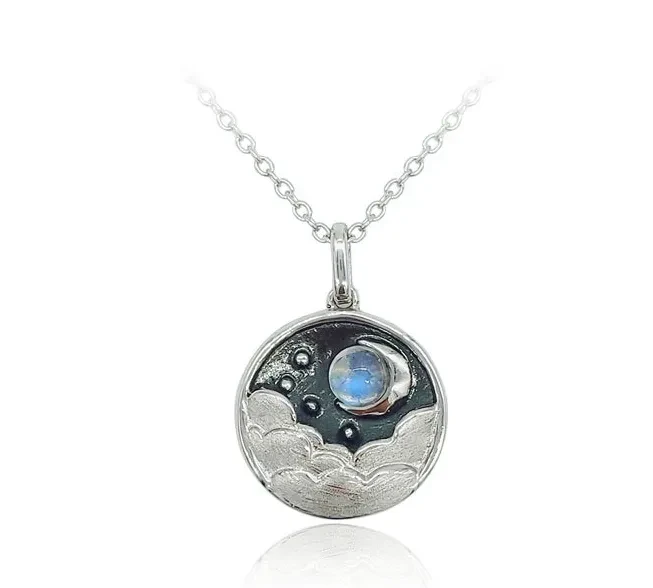 Silver Lady Fashion Natural Moonstone Pendant