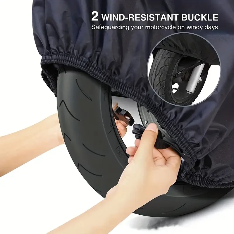 Motorcycle Covers, Heavy Duty 210D Waterproof UV Protective Tear Proof Motorbike Cover With Safety Cloth Lock Holes Design