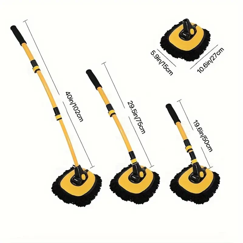 1pc Aluminum Car Wash Brush with Long Handle, Ultra-Fine Fiber Towel