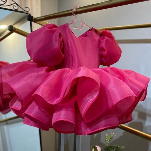 Princess Dress Puff Sleeve Piano Baby Girl First Birthday Dress