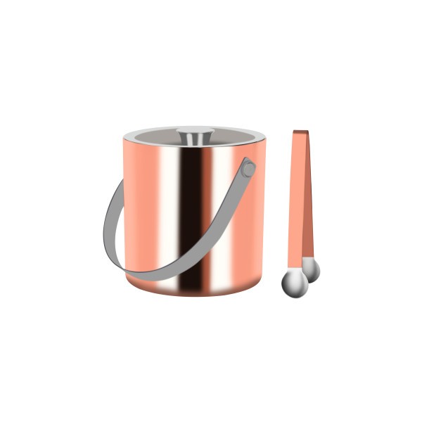 Double Wall Ice Bucket with Tongs - Rose Gold - Zanzi
