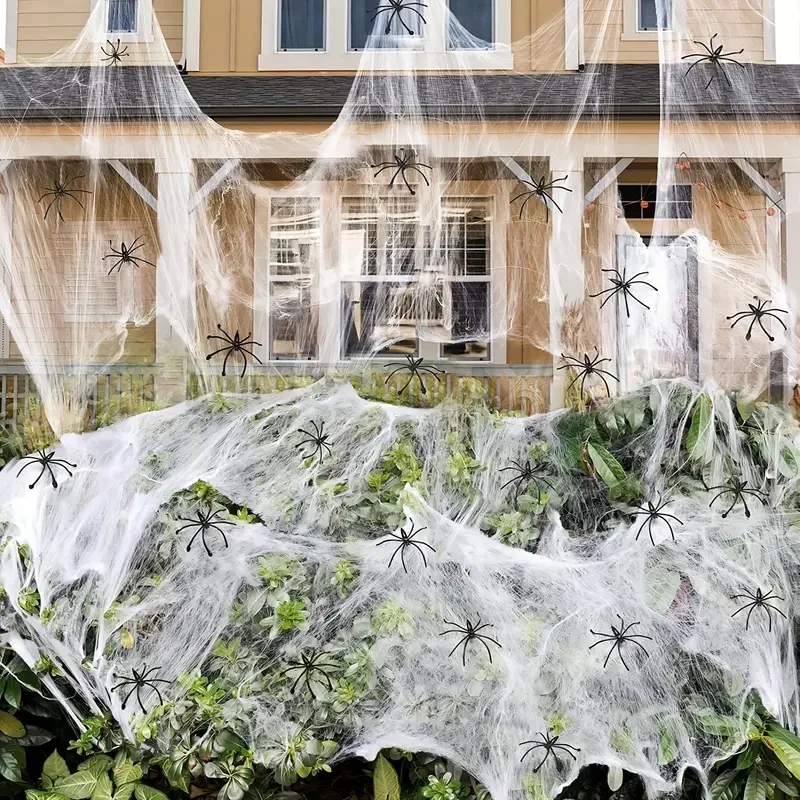 200 Soft Spider Webs Halloween Decorations Bonus With 10 Fake Spiders