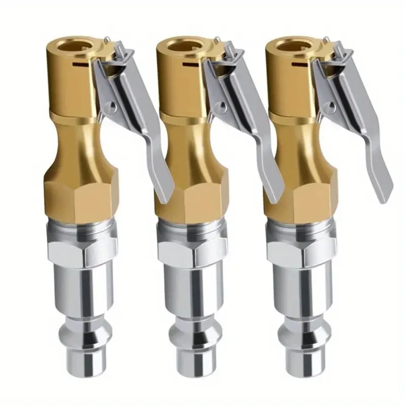 3-Piece Quick Connect Male Tire Valves with Reinforced Clamps for Fast Inflation