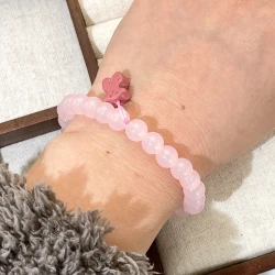 Handmade Artificial Jade-Like Pink Bead Elastic Bracelet with Cute Bear Charm  Stretchy Comfort Fit Minimalist Jewelry for Women, Casual Attire & Gift Giving, Cartoon Bear Design, Stylish Lightweight Accessory