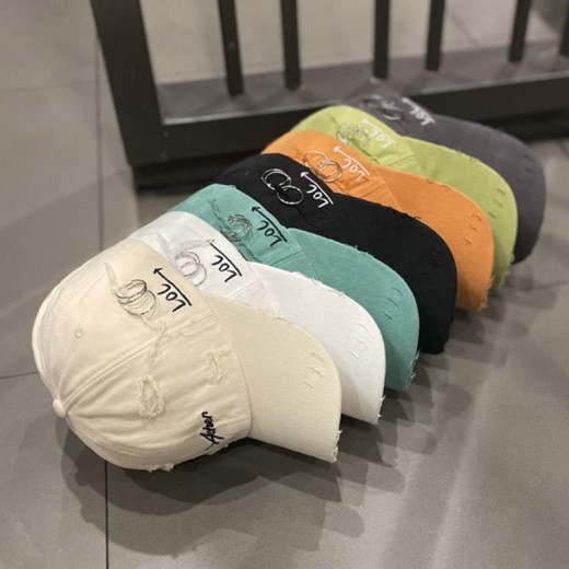 Korean Ins Retro Tattered Jeans Soft Peaked Cap Women