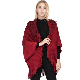 Acrylic Fringed Sweater High Collar Warm Sleeve Pullover Cloak