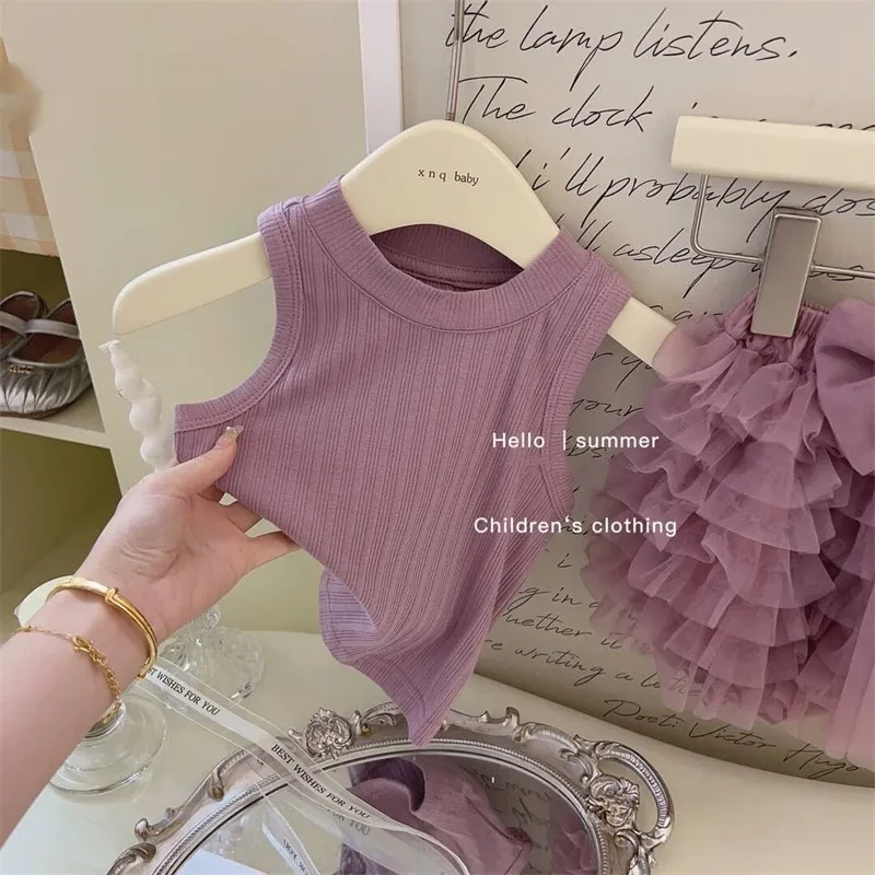 Summer Suit Baby Girls' Purple Vest Top