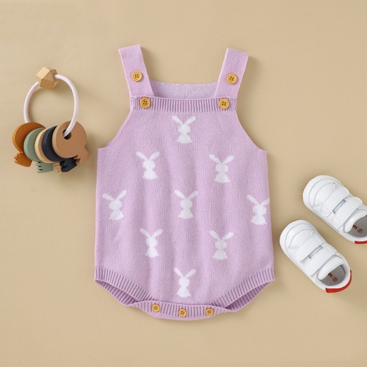 Cute Rabbit Jacquard Triangle Romper Suit