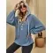 Casual Button Hooded Loose Long Sleeves Sweater For Women