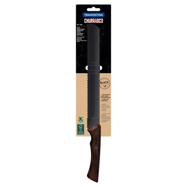 Churrasco Black Collection Serrated Knife 10", 25cm - Tramontina