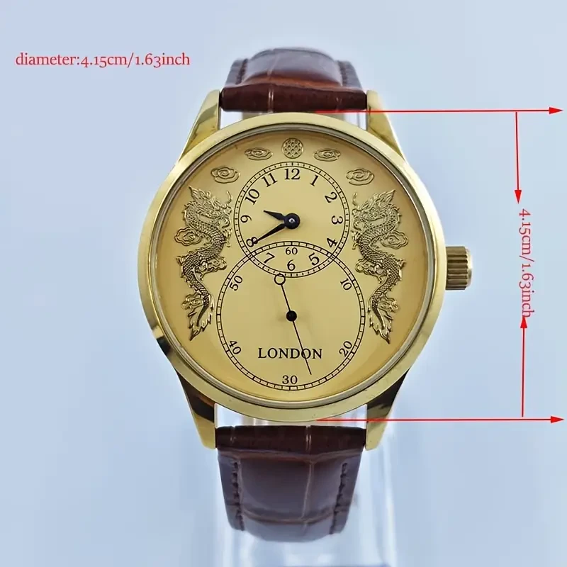 Vintage-Inspired Golden Dragon Dial Mechanical Business Watch