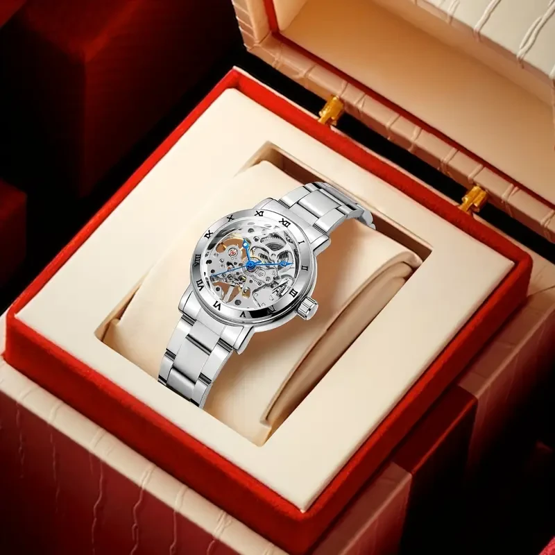 Fashion Ladies Elegant Hollow Manual Winding Mechanical Watch
