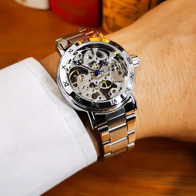 Fashion Ladies Elegant Hollow Manual Winding Mechanical Watch