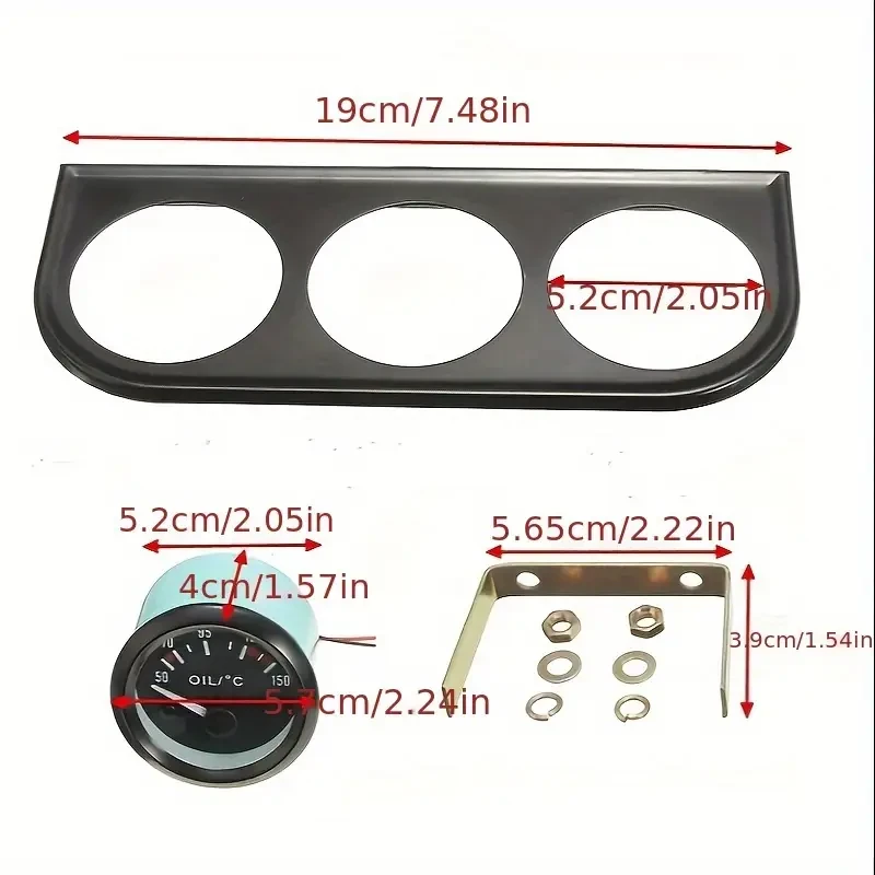 52mm Triple Kit Oil Temp Gauge Water Temp Gauge Temperature Oil Pressure Gauge Sensor 3in 1 Car Meter Auto Gauge