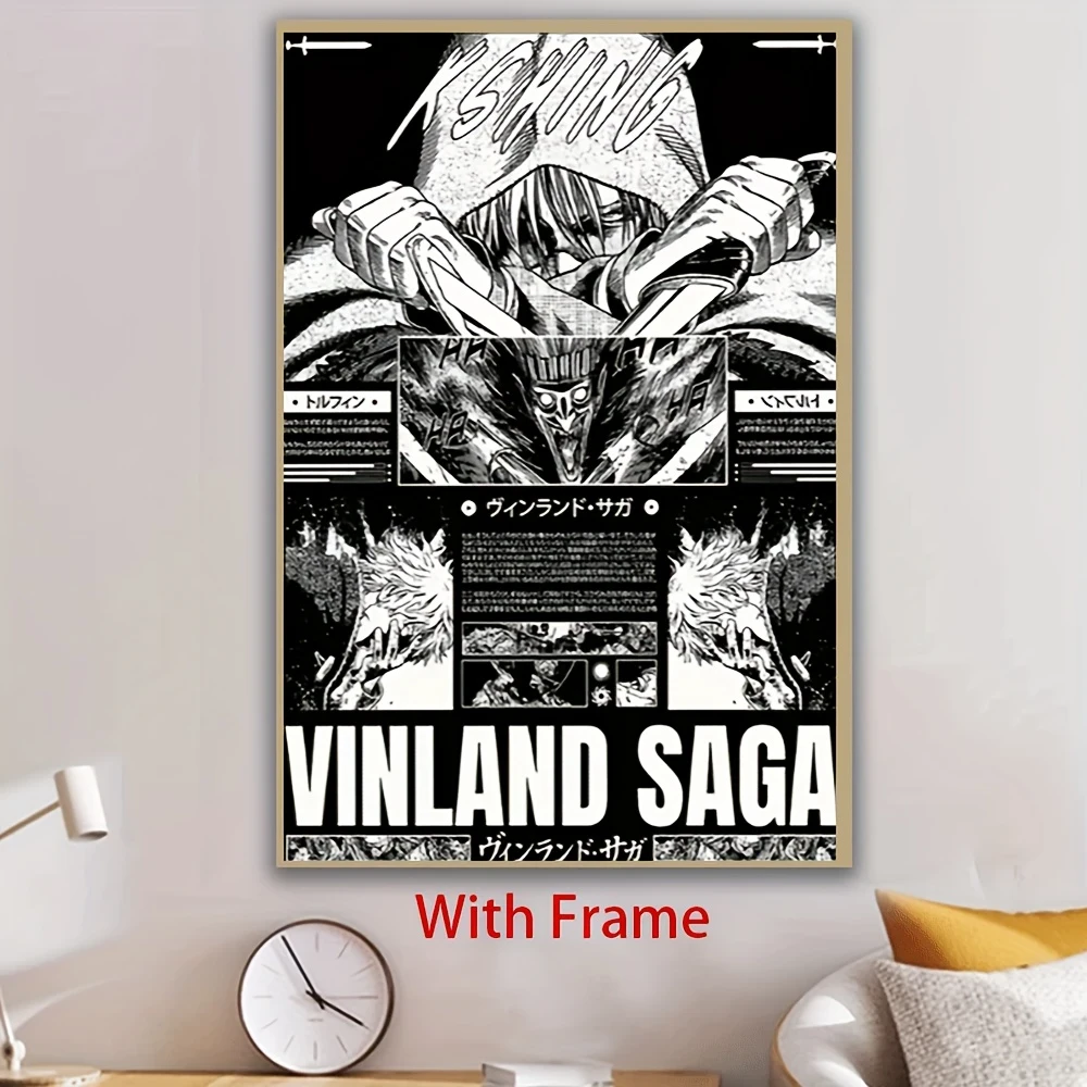 1pc Vinland Saga Anime Poster with Frame  Black & White Manga Art Print