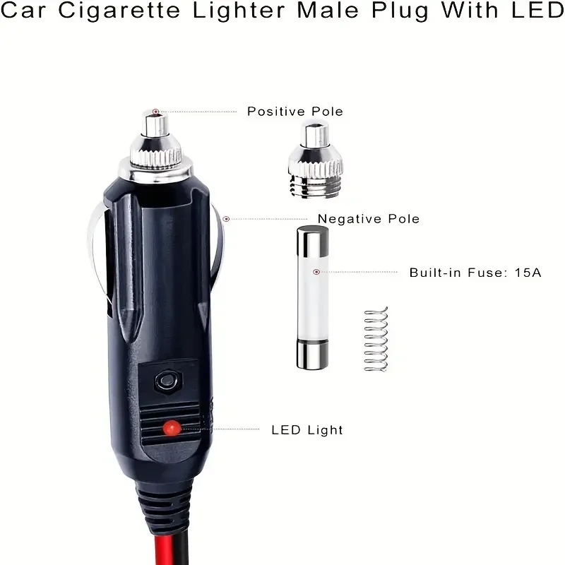 3Meters Car Plug Extension Cord 12V/24V Battery Charging Cable With Male Plug To Female Socket Adapter 16AWG Heavy