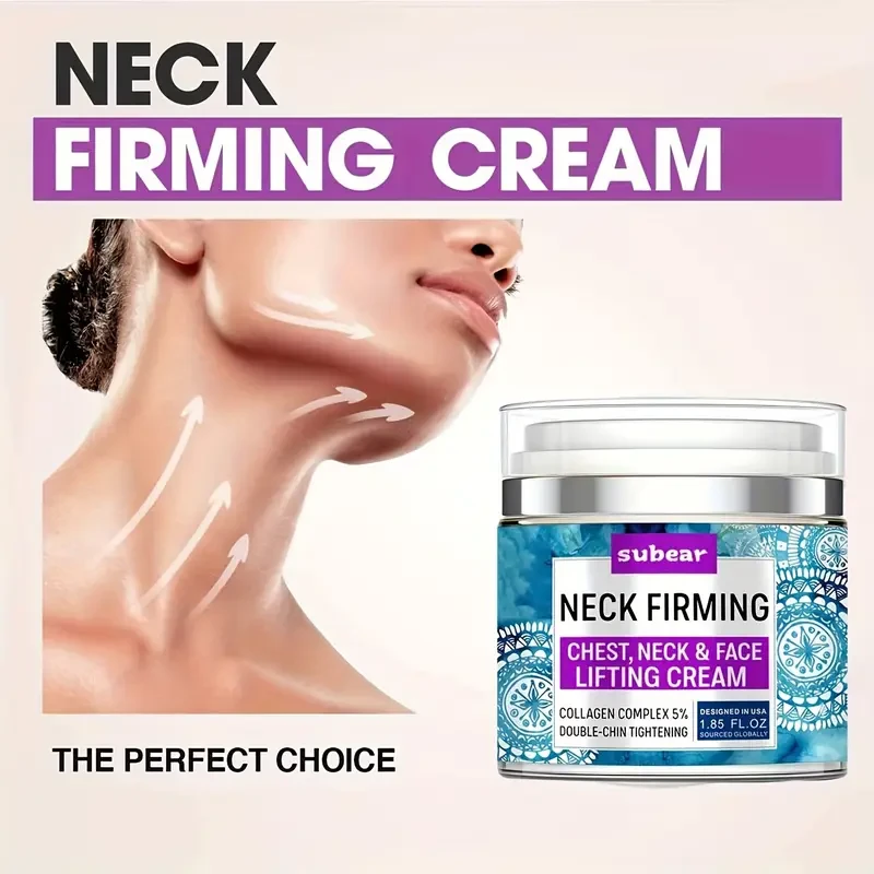 Subear Neck Firming Cream with Collagen Complex 5%, Double Chin Reducer & Hyaluronic Acid