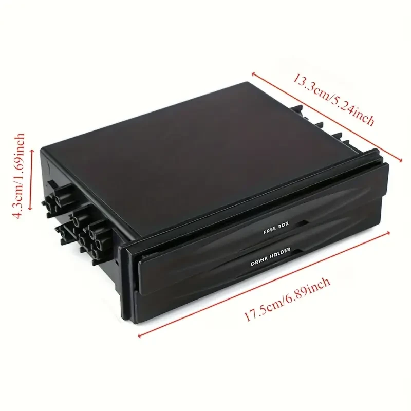 [Black Plastic Car Storage Box]Universal Car Radio Pocket and Drink Holder Organizer Box