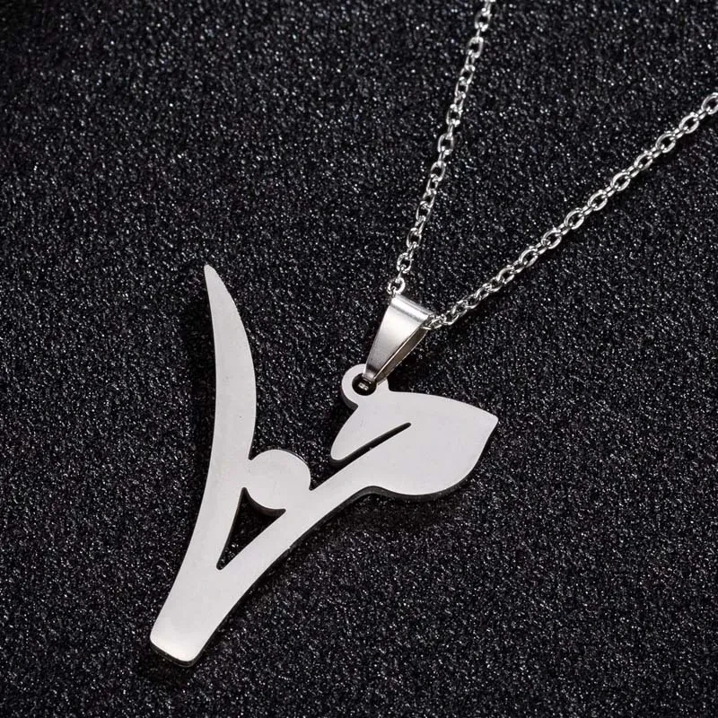 Stainless Steel Vegetarian Symbol Pendant Necklace