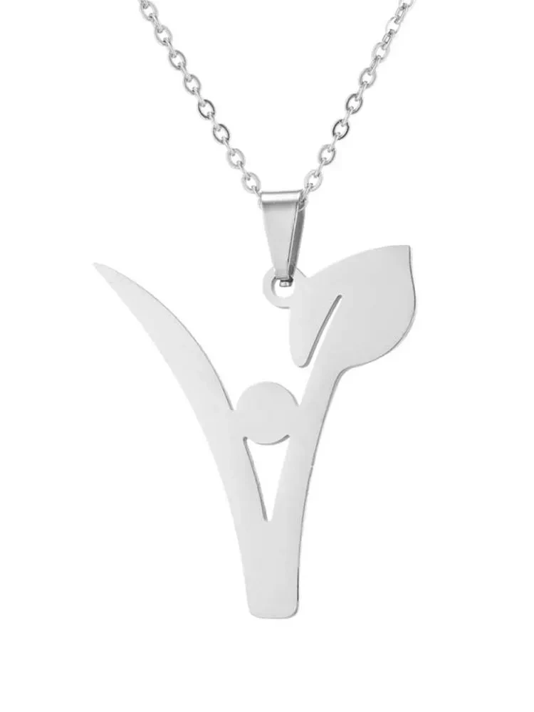 Stainless Steel Vegetarian Symbol Pendant Necklace