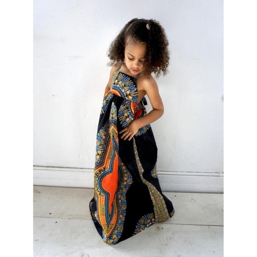 Girls' African Bohemian Sleeveless Sling Dress