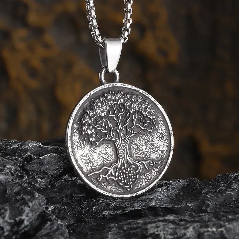 Viking Lucky Tree Titanium Steel Pendant Necklace