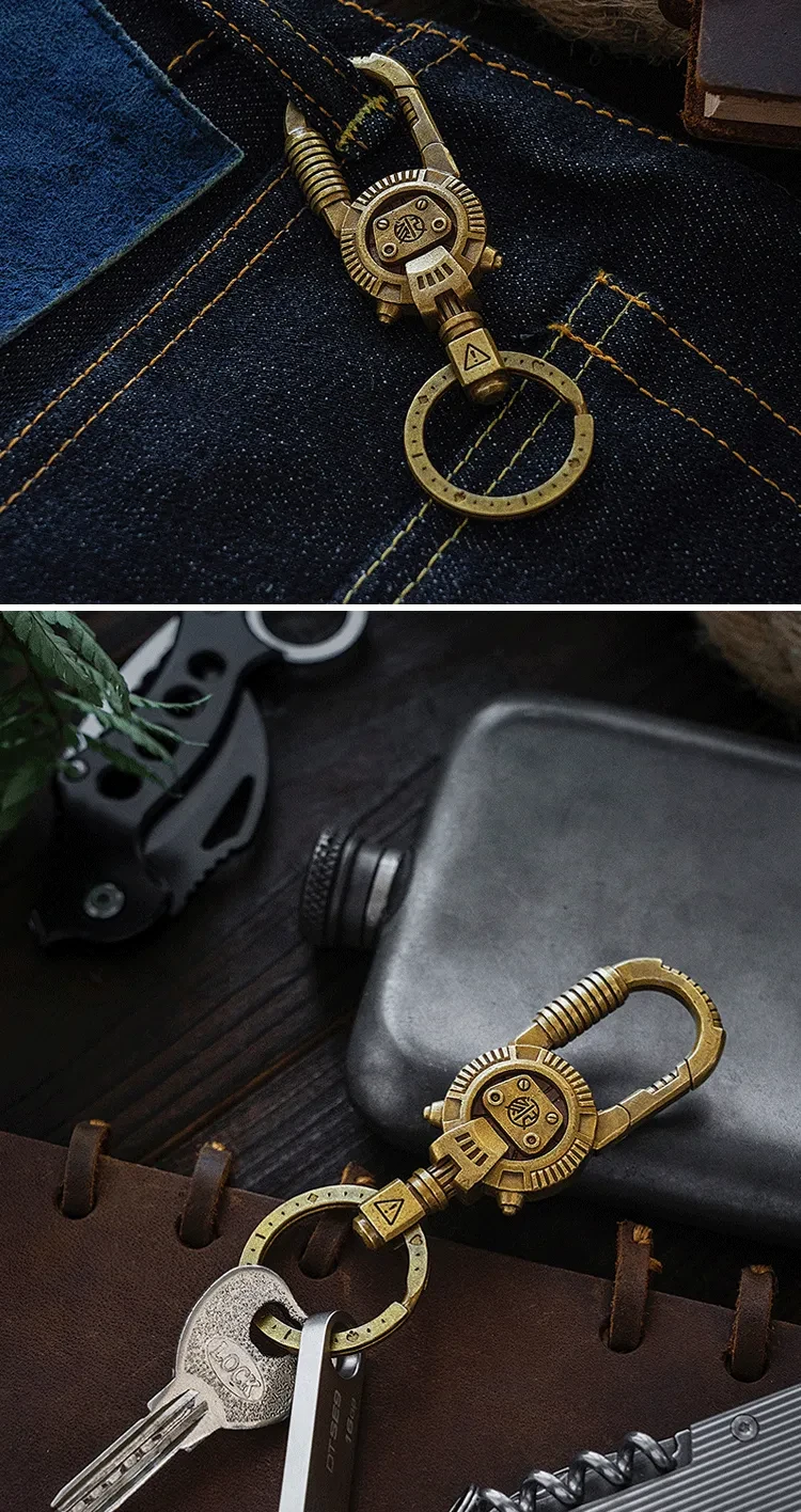 Pure Brass Mechanical Retro Steampunk Keychain Bag Pendant