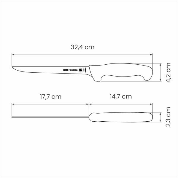 Professional Master Black Boning Knife, 7", 18cm - Tramontina