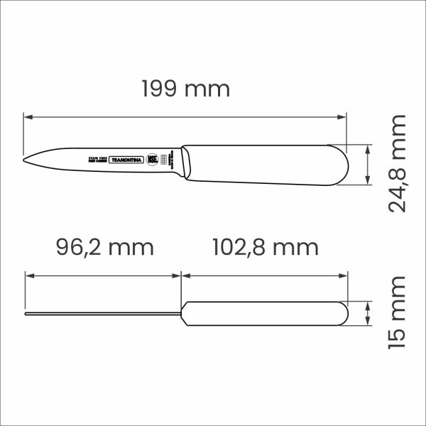 Professional Master Black Paring Knife 4", 10cm - Tramontina