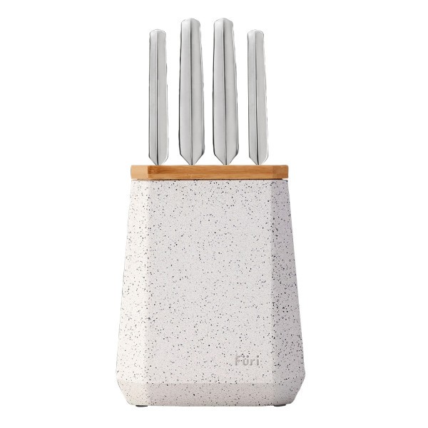 Stone Knife Block Set Black and White Terrazzo 5 Piece - Furi