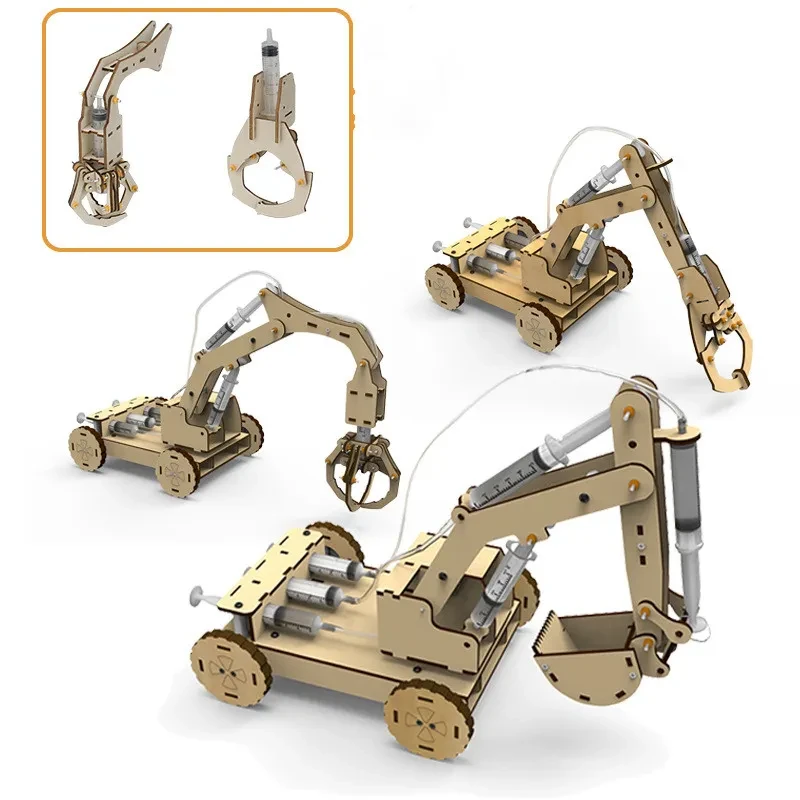 Wooden inserting excavator educational toy