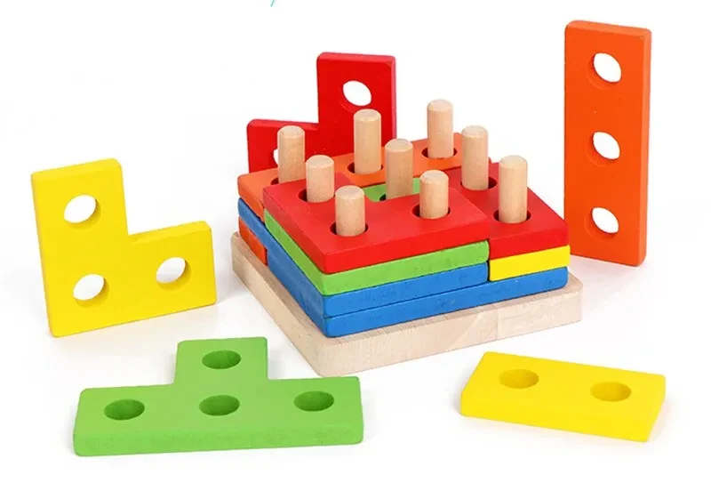 Young children assembling cube toy