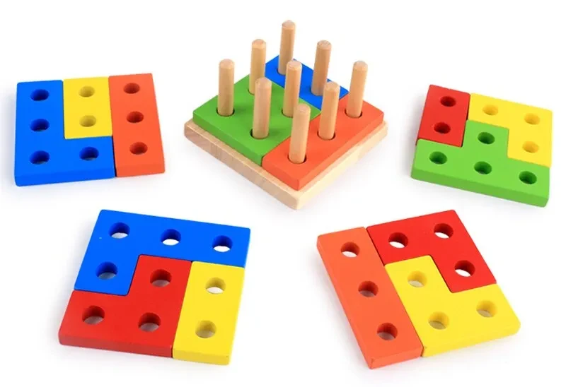 Young children assembling cube toy