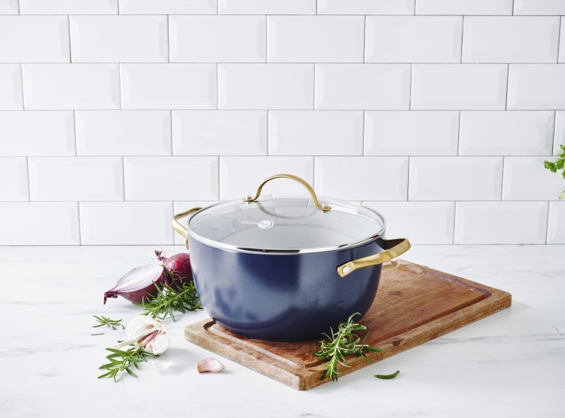 Padova Navy Blue Covered Casserole 24cm/4.7L - GreenPan
