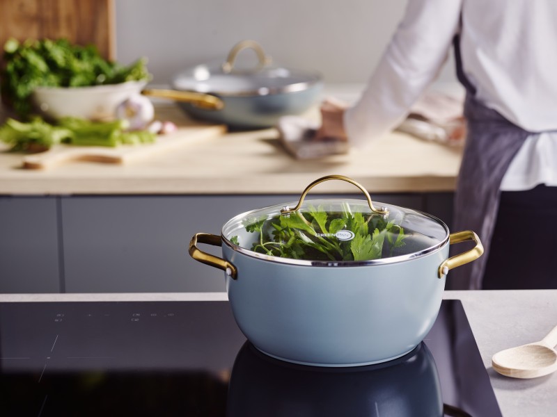 Padova Smokey Blue Covered Casserole 24cm/4.7L - GreenPan