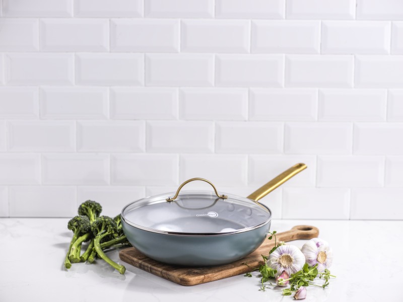 Padova Smokey Blue Covered Wok 28cm/3.7L - GreenPan