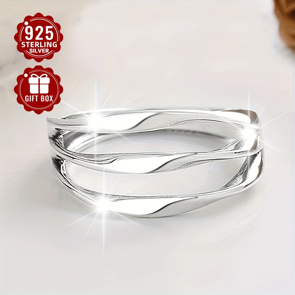 925 Silver Ring with Multi-Layer Design Elegant Adjustable Jewelry