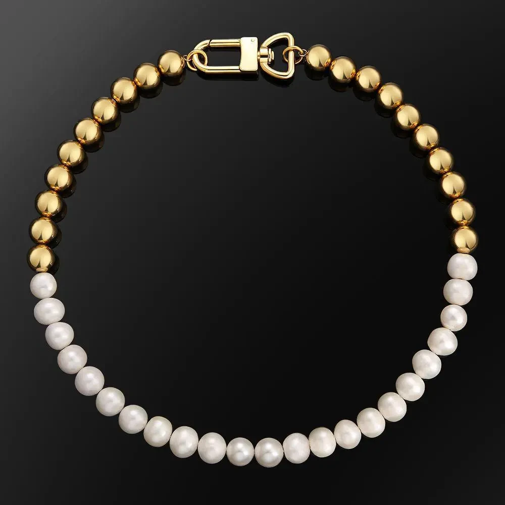 Elegant Imitation Pearl Choker Necklace with Gold Heart | Vintage-Inspired Everyday Jewelry Gift for Women