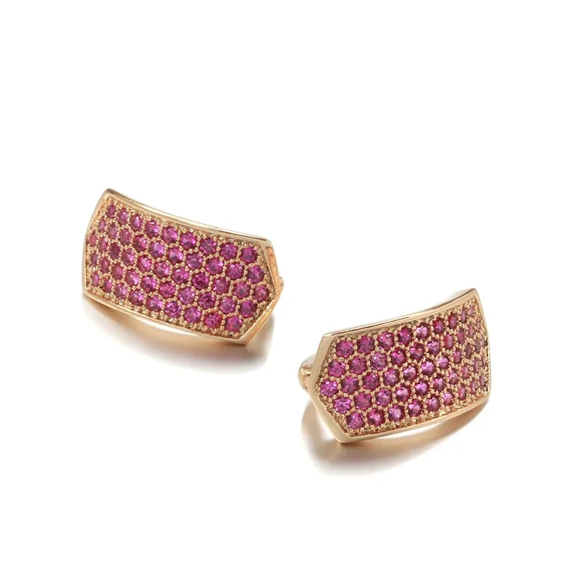 Elegant Rose Red Zircon Women's Earrings