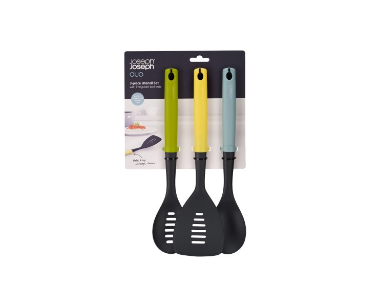 3-piece Utensil Set with integrated tool rests - Joseph Joseph Duo
