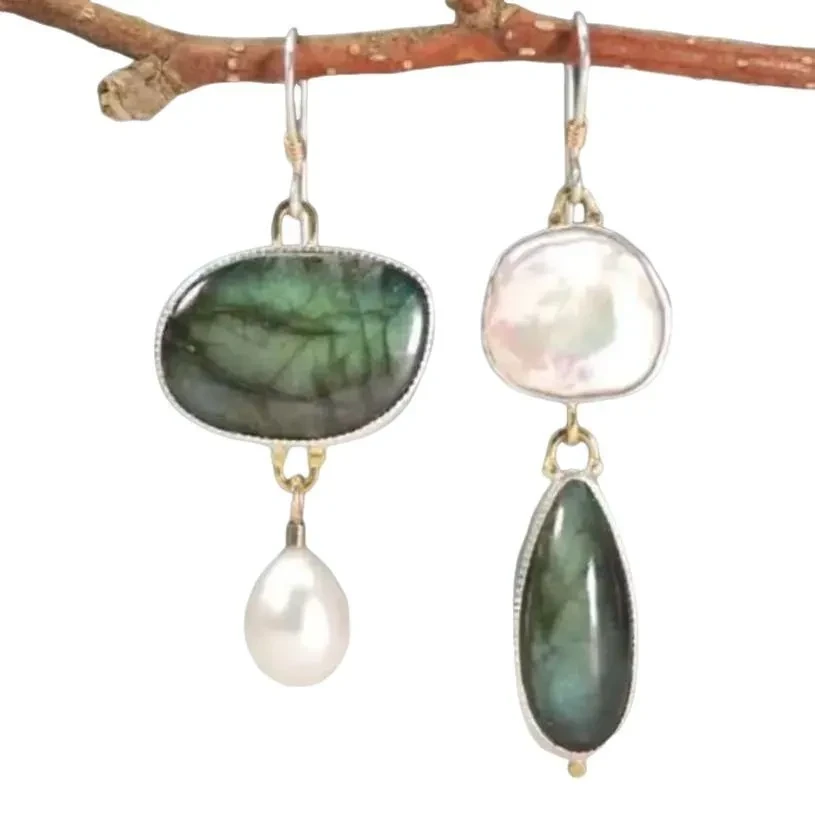 Irregular Amber Pearl Jewelry Eardrops