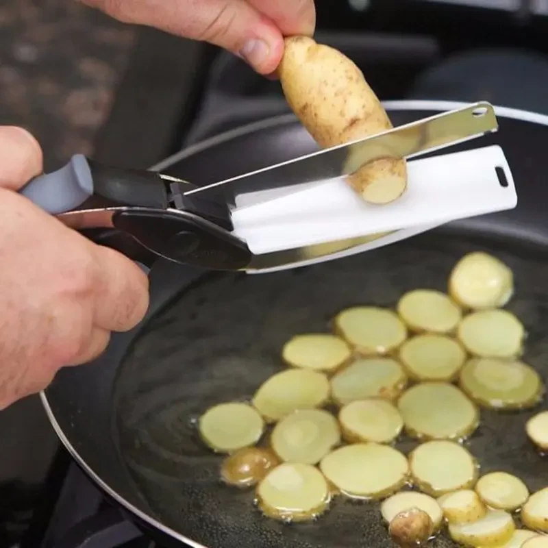 2-in-1 Stainless Steel Smart Cutter with Built-In Grater