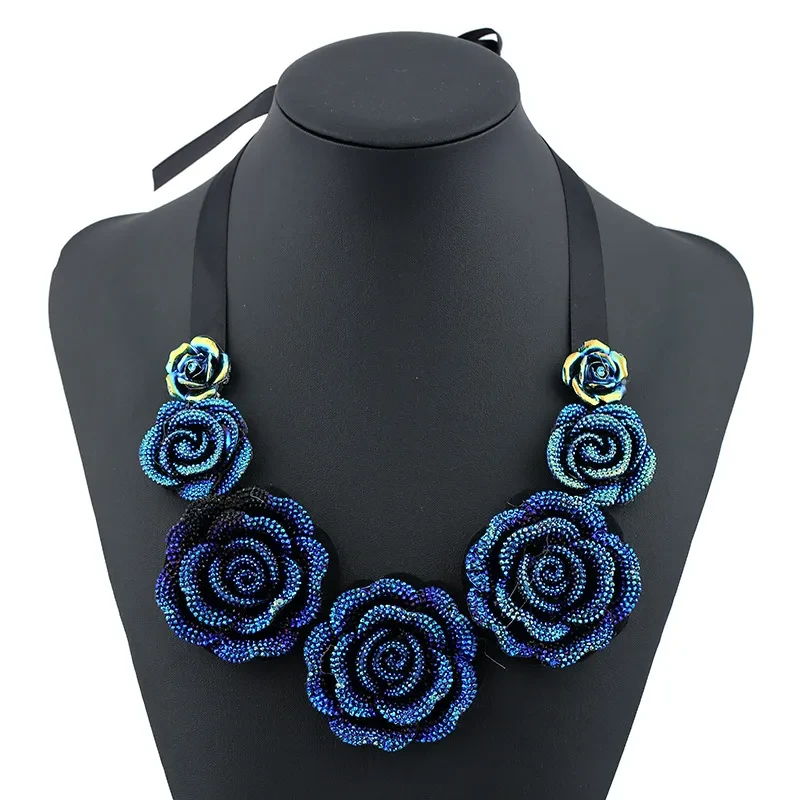 Korean Fashion Rose Flower Necklace Ladies Jewelry
