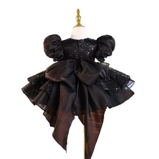 Girls' Fashion Personality French Puff Sleeve Dress