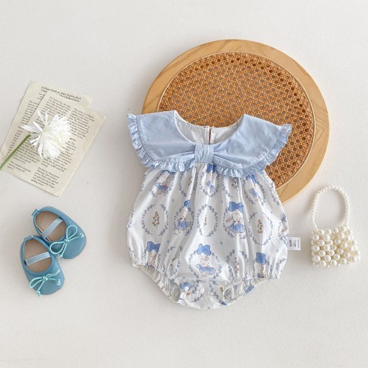 Sweet Bow Collar Onesie Romper One Year Old Celebration Dress