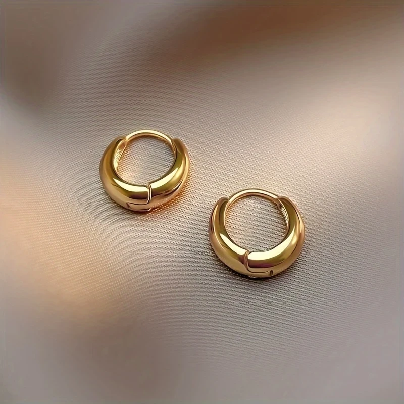 Hypoallergenic French Stainless Steel Hoop Earrings - 18K Golden Plated, Anti-Fade, Comfortable & Versatile for Daily Wear or Parties