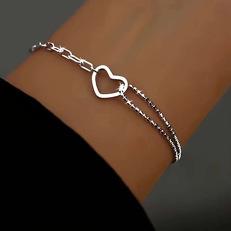 Elegant 925 Sterling Silver Plated Link Bracelet - Perfect for Casual Attire and Special Occasions
