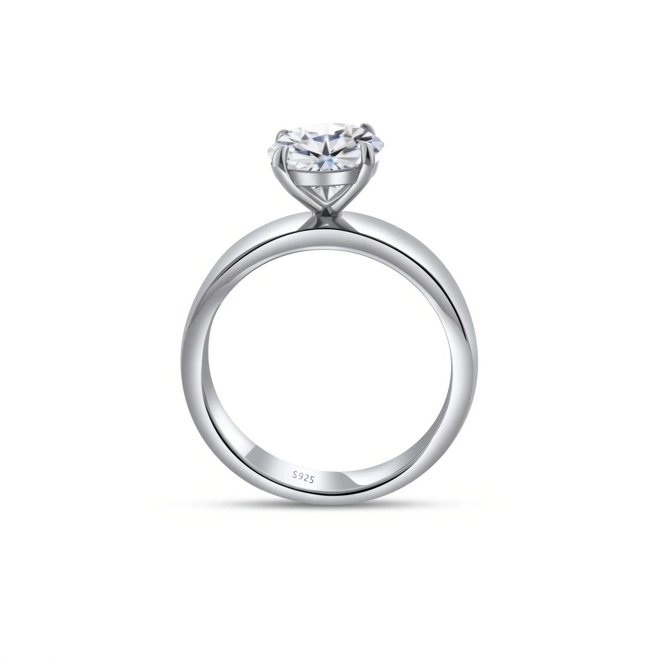 Elegant 925 Silver Women's Engagement Ring with 2ct Colorless Moissanite - Rhodium-Plated Band, Perfect for Weddings, Anniversaries, and Special Occasions