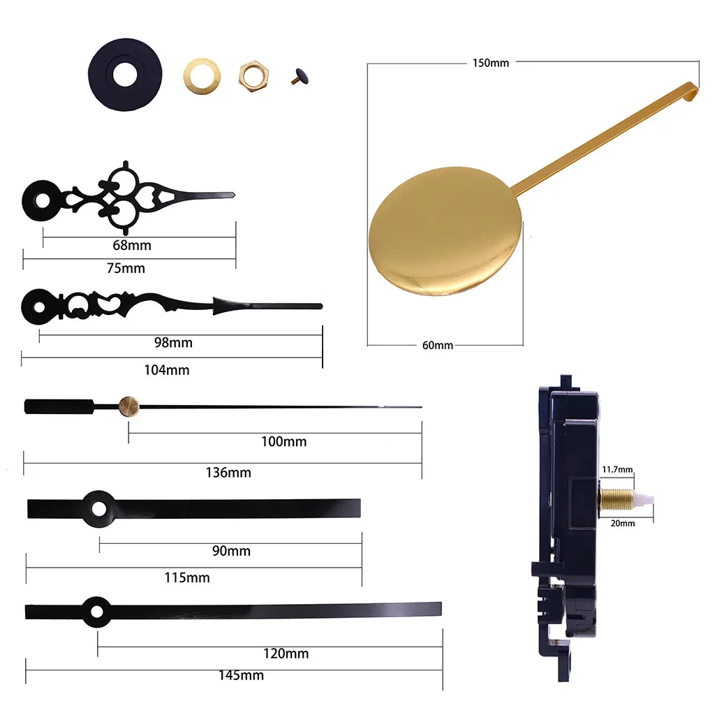 Amazon Hot Selling DIY Quartz Pendulum Clock Movement Metal Pendulum